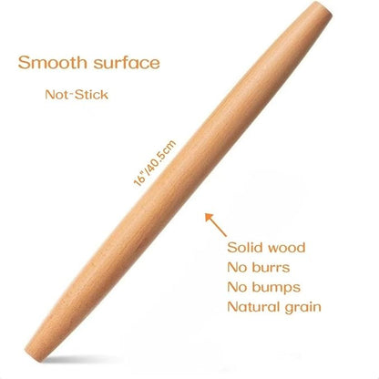 French Rolling Pin, 16 Inches Wooden Rolling Pin