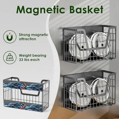 Grey Magnetic Shelf for Fridge, 2-Pack Potato and Onion Storage Bin