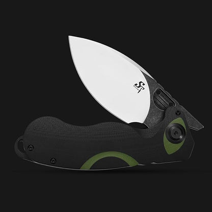 Sitivien ST162 Folding Knife,AUS-10 Steel Blade with G10 Handle Pocket Knife EDC Tool Knife for Outdoor Camping,Hiking,Hunting,Fishing(Green)