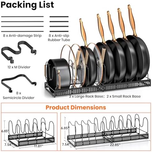 MUDEELA Expandable Pot Pan Lid Organizers inside Cabinet, 10 Divider 2-Pack