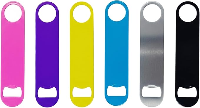 6 Pcs Colorful Stainless Steel Heavy Duty Flat Bottle Openers, 7 Inch Solid