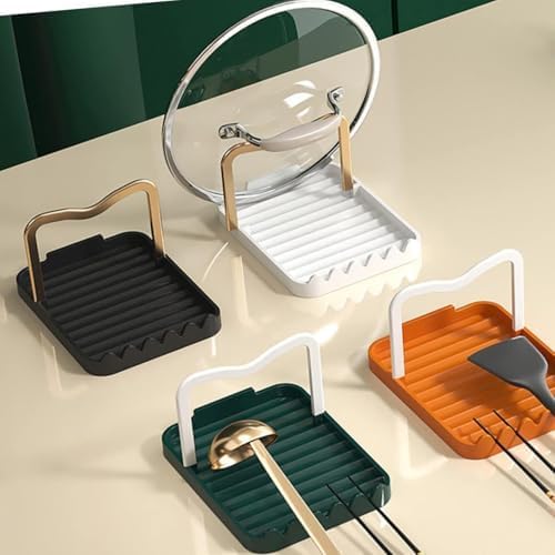 Spoon Rest with Lid Holder, Stainless Steel Lid Holder While Cooking &