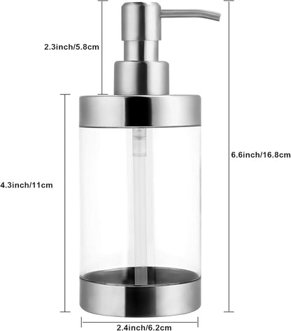 Dish Soap Dispenser Stainless Steel Case Acrylic Liner Hand Pump Dispenser