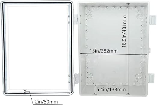 Co. ABS Waterproof IP67 15.75" x 19.68" x 7.87" Hinged Electronics Box