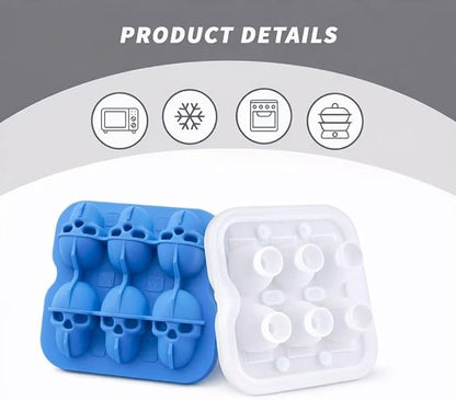Skull Ice Cube Mold, 6-Cavity Silicone Ice Tray