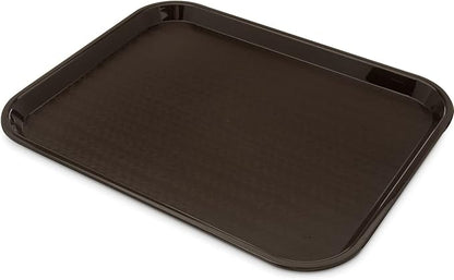 Carlisle FoodService Products Cafe Cafeteria Tray Meal Tray, Fast Food Tray with Patterned Surface for Cafeterias, Fast Food, and Dining Room, Plastic, 14 x 18 Inches, Chocolate, (Pack of 12)