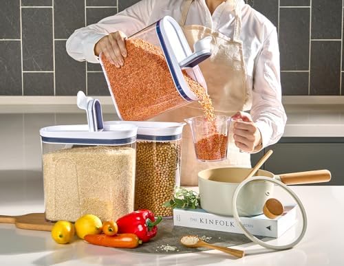 Felli Airtight Cereal Containers 3.3 Qt, Stackable BPA-Free Acrylic Cereal Dispenser with Flip-Top Lid, Medium Pantry Food Storage for Oats, Granola, Rice (Medium 3.3Qt - 3pk)