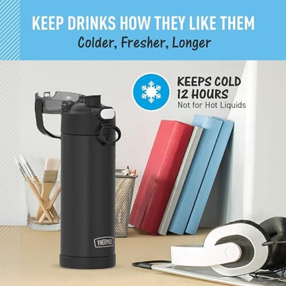 THERMOS FUNTAINER Water Bottle with Spout, 16oz, Black Matte