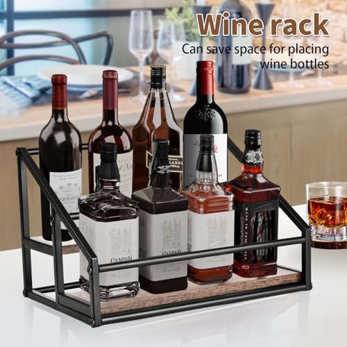 YQBRAO 2-Tier Coffee Syrup Organizer, 8-Bottle Rack, Rustic Brown