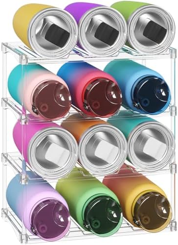 Lifewit Stackable Water Bottle Organizer, Clear Tumbler Holder for Cabinet