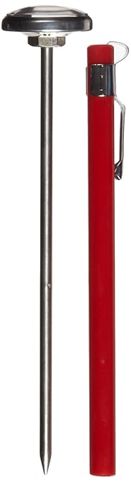 Rubbermaid Commercial Products Instant Read Thermometer, Red, Pocket Size for Meat/Food Cooking and Grilling/Oven