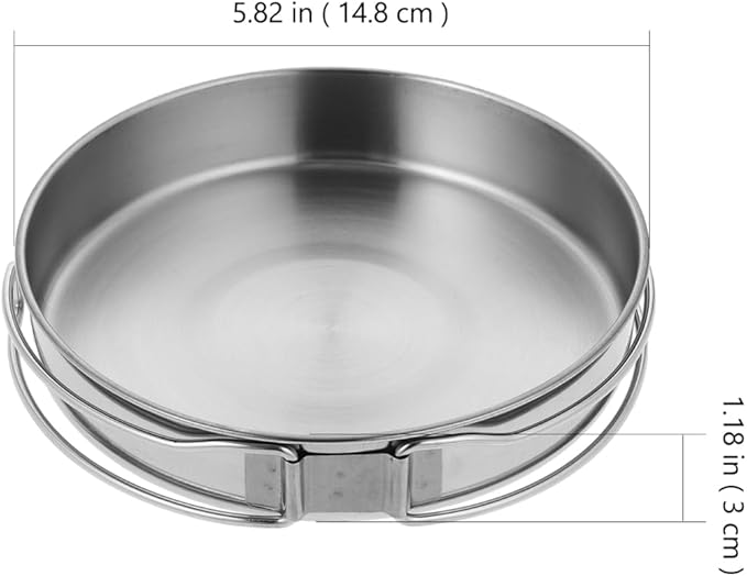 Stainless Steel Camping Frying Pan, 5.82x5.82x1.18inch Portable Outdoor Cooking Pot with Handle Lightweight Non Stick Cookware for Hiking Picnics and Backpacking