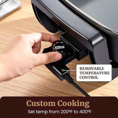 Elite Gourmet 12.5Qt Ceralast™ PFAS-Free Ceramic Electric Skillet, 1500W