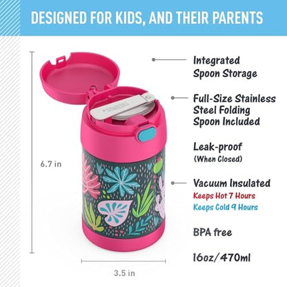 THERMOS FUNTAINER Food Jar with Spoon, 16oz, Tropical Foliage