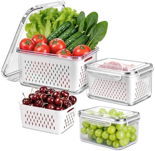 6 Pieces Large Fruit Produce Storage Containers for Fridge Keep Fresh