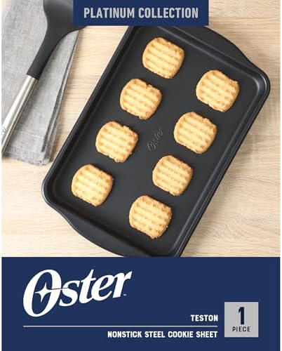 Oster Teston 13 x 9 Inch Cookie Sheet, Nonstick Carbon Steel Baking Pan, Matte Black, PFAS-Free, Warp-Resistant, Easy Clean Bakeware