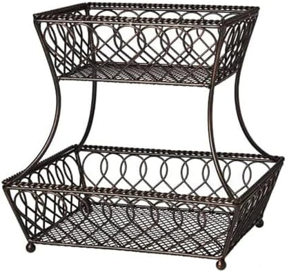 Gourmet Basics by Mikasa Tulsa Fruit Metal Storage Basket, 2-Tier