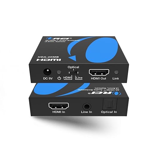 OREI 4K HDMI Audio Embedder, Audio Embedder Inserter Digital Analog Audi + DVI