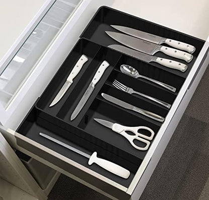Simple Houseware Expandable Kitchen Drawer Flatware Organizer, Black