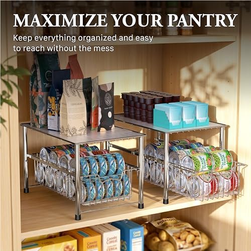 Simple Houseware Chrome Metal Stackable Storage Rack, 16.75 in L x 10.8 in W x 10.25 in H