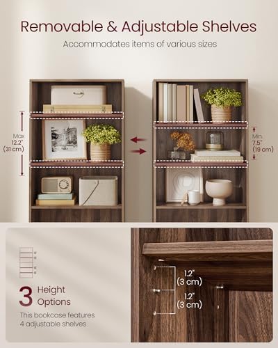 VASAGLE 6-Tier Bookshelf, Storage Organizer, 23.6 x 9.4 x 63.2 Inches