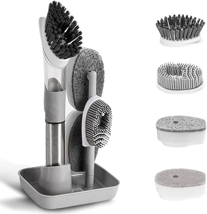 4-in-1 Dish Cleaning Brush Soap Dispensing Dish Brush Set