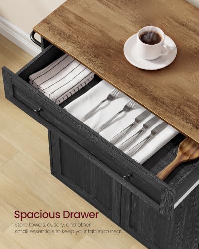VASAGLE Mobile Kitchen Wooden Island Cart with Storage for Dining Room