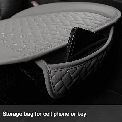 West Llama Full Set Car Seat Covers for Front and Rear Bottom Seats Only, Luxury PU Leather Car Seat Pads Protectors Waterproof and Wear-Resistant,Gray