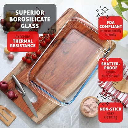 Nestl 16 pc Glass Baking Dishes for Oven, Glass Food Storage Containers with Lids, Leakproof Casserole Dishes for Oven with Lid, Cooking, Microwave Oven Freezer Safe Bakeware, 9x13 Lasagna Pan Black