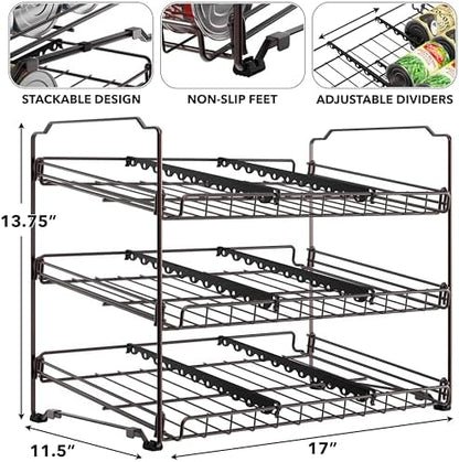 Simple Houseware 3-Tier Stackable Can Organizer Rack Hold 36 Cans, Bronze
