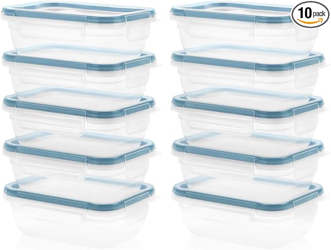 Snapware Total Solutions (3 Cup) Plastic Food Storage Containers Set, Airtight & Leakproof Locking BPA-Free Lids Tupperware, Freezer Dishwasher Microwave Safe (Pack of 10)