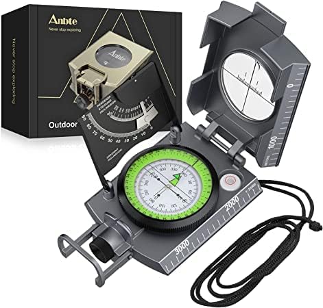 Compass Hiking Survival, IP65 Waterproof Metal Compass with Sighting Clinometer and Carry Bag, Multifunctional, Professional, for Camping Hunting Hiking Navigation