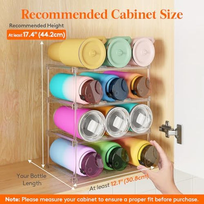 Lifewit Stackable Water Bottle Organizer, Clear Tumbler Holder for Cabinet