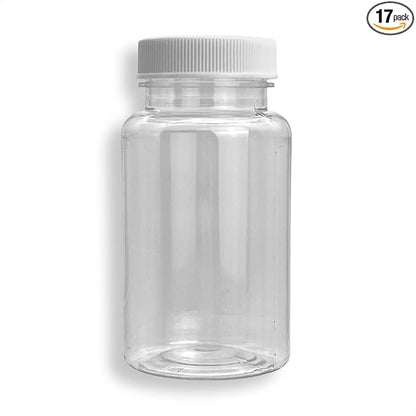 Oil Sampling Bottle - MADE IN USA - Pack of 17 Oil Analysis Sampling Clear Plastic Bottle 4 oz (120 ml) Capacity with 38-400 cap size - FDA Compliant and BPA Free