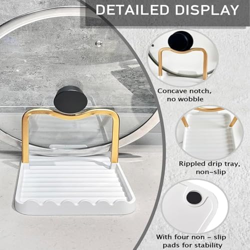 Spoon Rest with Lid Holder, Stainless Steel Lid Holder While Cooking &