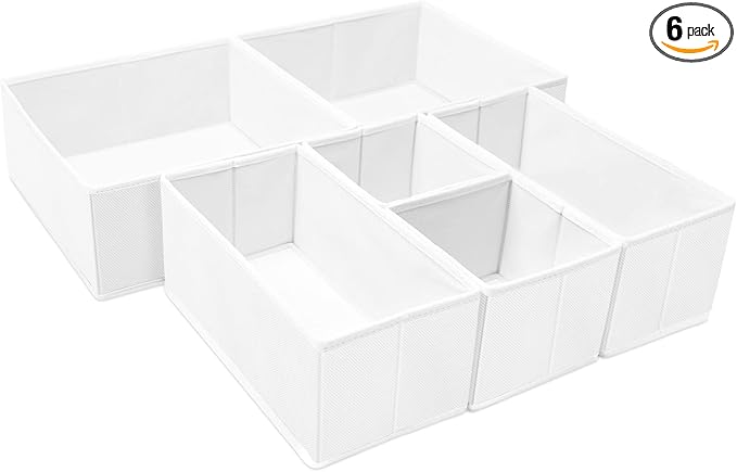 Criusia 6 Pack Clothes Drawer Organizer, Fabric Foldable Closet Dresser Drawer
