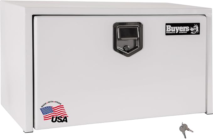 Buyers Products 1703203 Steel Underbody Truck Tool Box 14 x 16 x 30 Inch, White Powder-Coated 14 Ga Steel, Locking Stainless Paddle Latch, Drop Door, Weather-Resistant, Made in USA