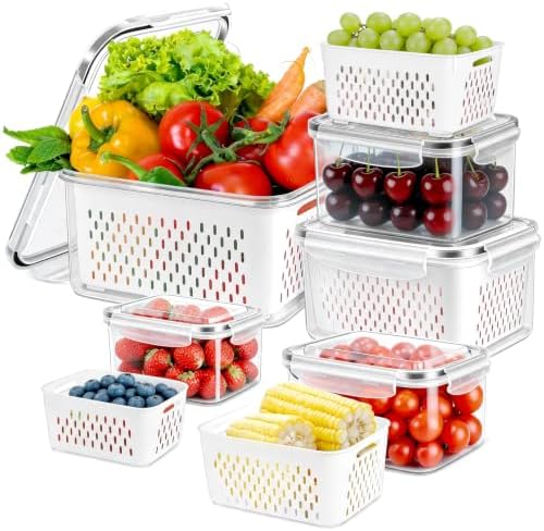 10 PS Fridge Food Plastic Storage Container with Colander