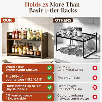 2-Tier Expandable Spice Rack Organizer for Countertop,15.2"-21.5"