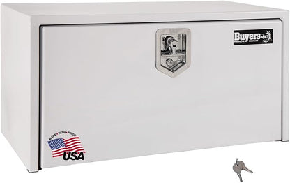 Buyers Products 1702403 Steel Underbody Truck Box, 18x 18x 30 Inch, Job Site Box, Lockable T-Handle Latch, Utility Tool Box, Heavy Duty Storage and Organizer, Made In The USA, White
