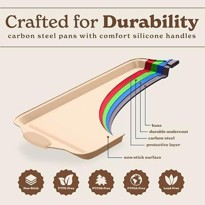 Country Kitchen Nonstick Stackable Bakeware Set - Heavy Duty, Durable, Easy Release Baking Set, Gold, 10 Pcs