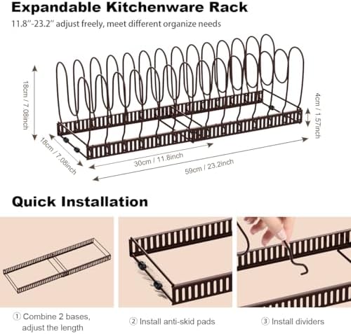 Housolution Pot and Pan Lid Organizer Holder Storage Rack, Bronze