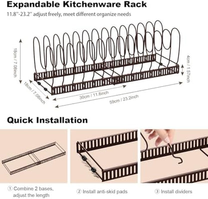 Housolution Pot and Pan Lid Organizer Holder Storage Rack, Bronze