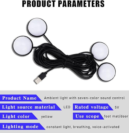 Car Interior LED Lights,Car Accessories, Automotive Ambient Neon Light Kit with USB Port, Gifts for Men and Women, 4 in 1 Decoration Lights for Car, Garden, Home, Party (Yellow)