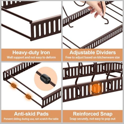 Housolution Pot and Pan Lid Organizer Holder Storage Rack, Bronze