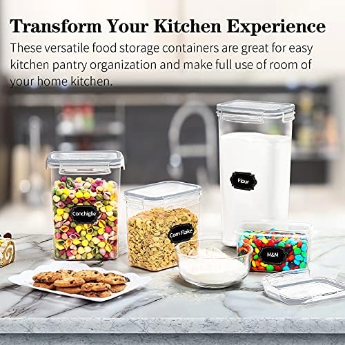 Wildone Airtight Food Storage Containers with Lids, 14PC Plastic Kitchen Containers Storage Set for Pantry Organization and Storage, Cereal, Flour and Sugar Containers, Include 20 Labels & Pen
