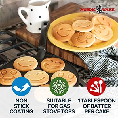 Nordic Ware Smiley Face Pancake Pan Silver, 10 1/2 inch diameter