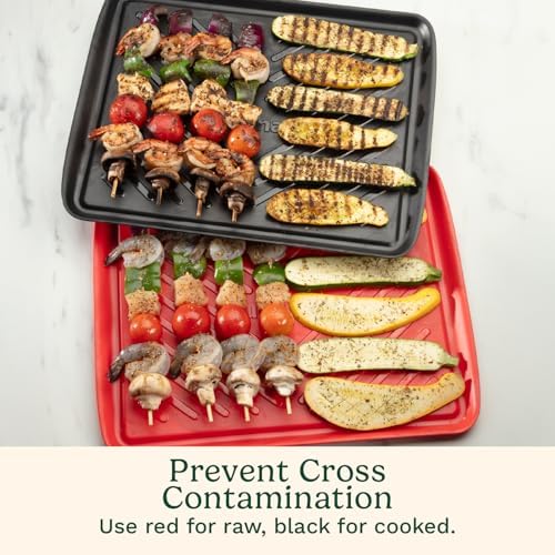 Cuisinart CPK-210 Grilling Prep and Serve Trays, Black and Red Large 18” x 14.5”
