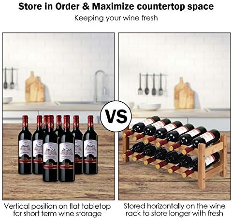 COSTWAY 12 BottlesWine Rack, 2-Tier Bamboo Wine Display Rack (Nature)