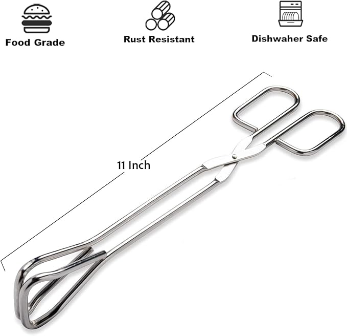 Hiash 11" Heavy Duty Stainless Steel Kitchen Scissor Tongs